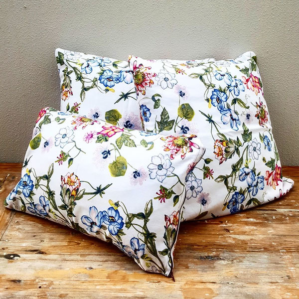 Printed Summer Floral Scatter Pillow - Floral/White